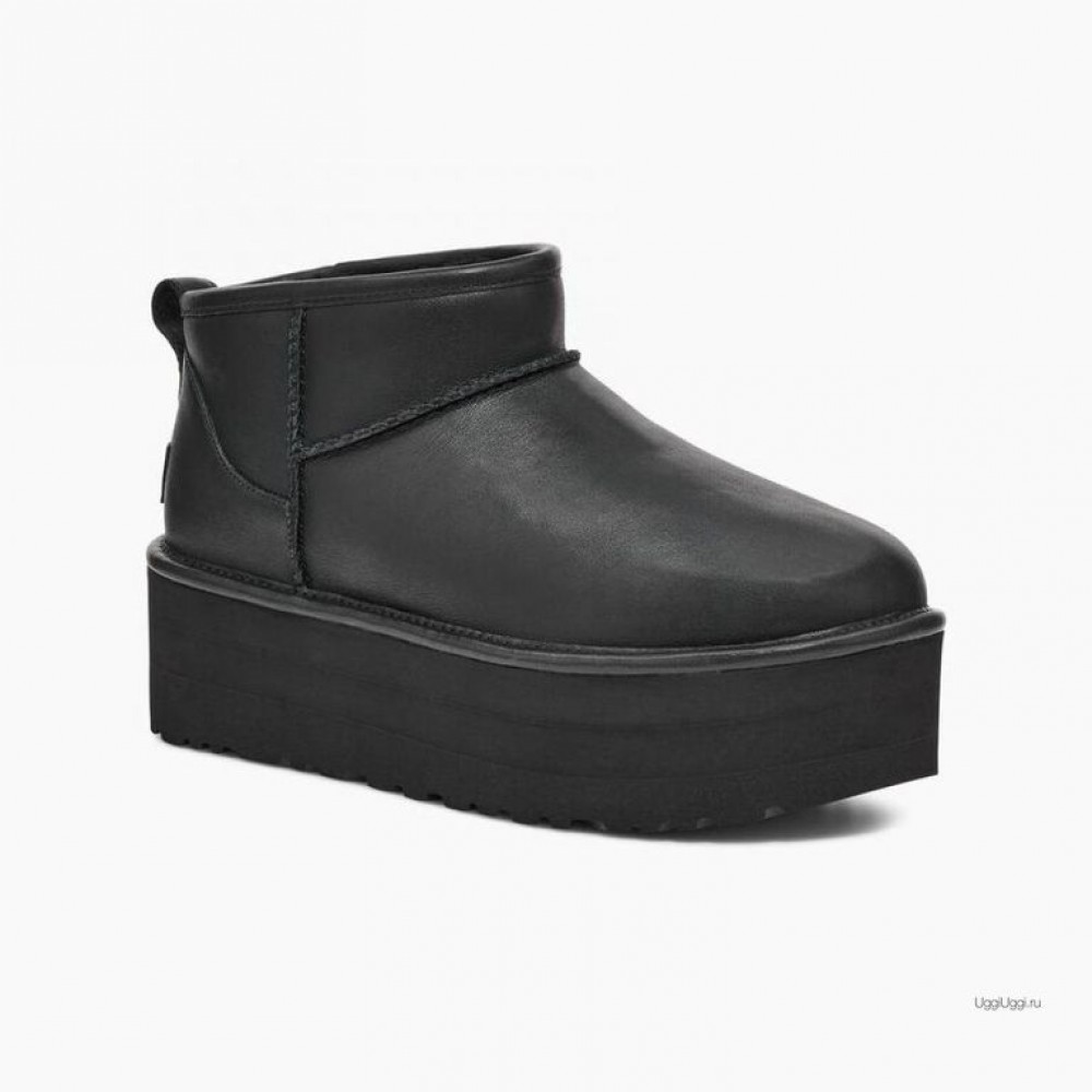 Ultra Mini Platform Black Leather