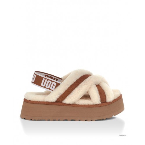 UGG W DISCO CROSS SLIDE CHESTNUT