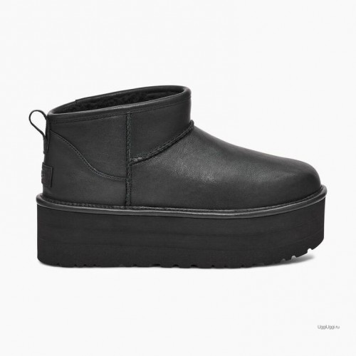 Ultra Mini Platform Black Leather