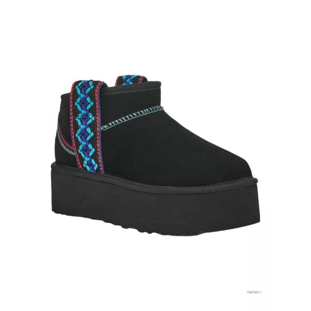 UGG WOMEN ULTRA MINI II BRAID PLATFORM BLACK