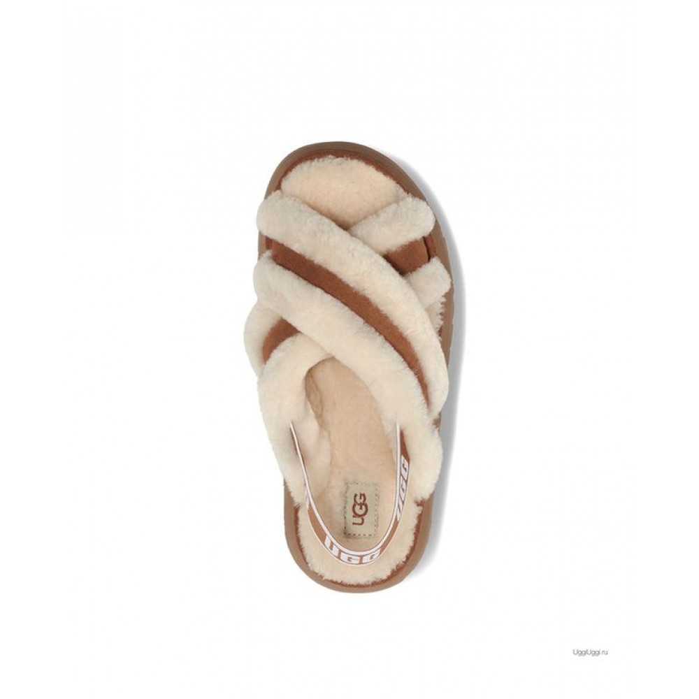 UGG W DISCO CROSS SLIDE CHESTNUT