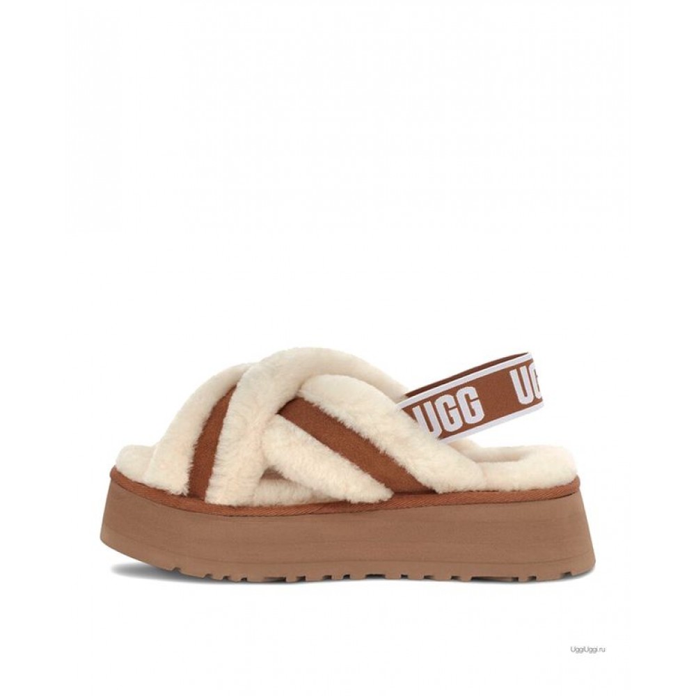 UGG W DISCO CROSS SLIDE CHESTNUT