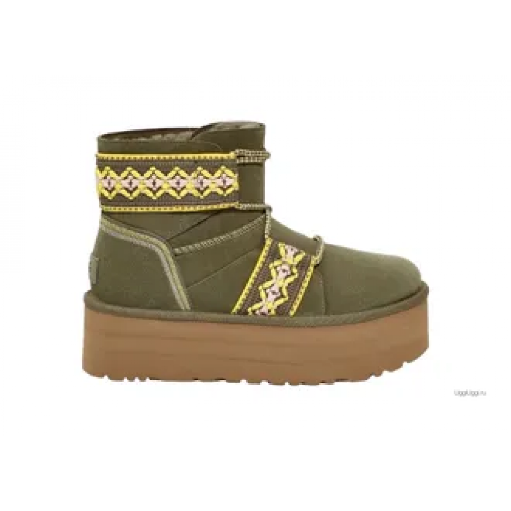 UGG WOMEN CLASSIC MINI II BRAID PLATFORM GREEN