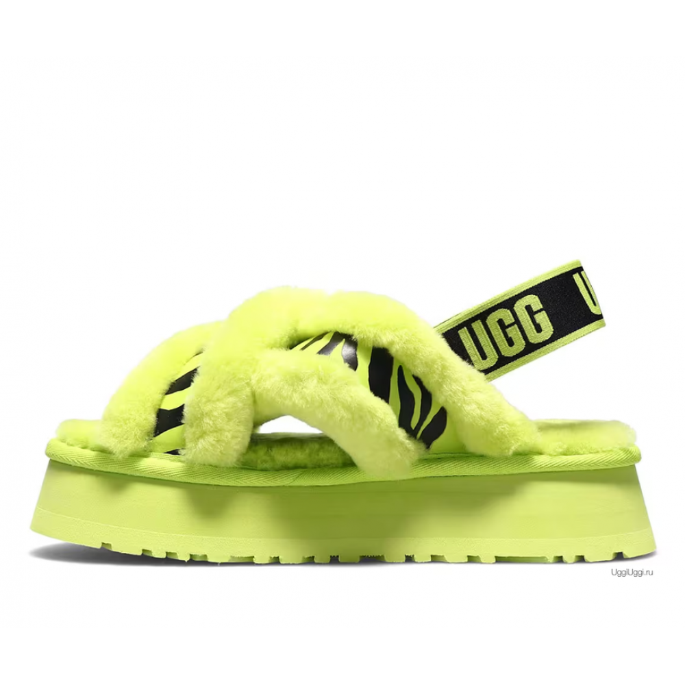 UGG W DISCO CROSS SLIDE ANIMALIA KEY LIME