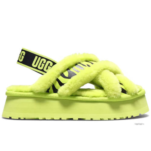 UGG W DISCO CROSS SLIDE ANIMALIA KEY LIME